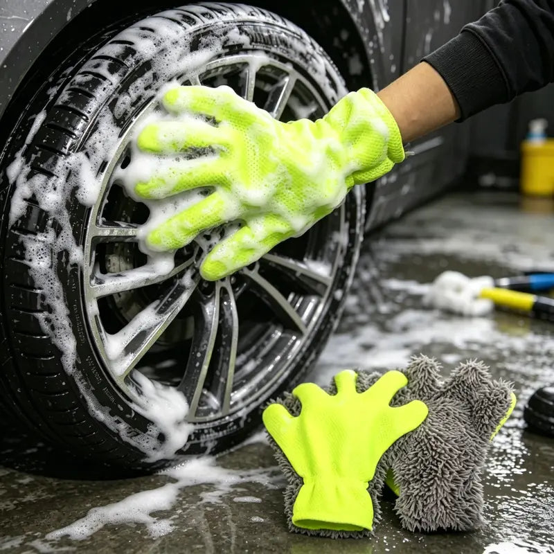【Summer Survivals】Joytutus Premium Microfiber 5-Finger Car Wash Mitt - Scratch-Free Chenille, Ultra-Soft, Thick Inner Coating, Swirl-Free Finish for Vehicle Detailing, Car Cleaning Supplies Car Washing Sponges Mitts Car Accessories Dearlsforyoudays