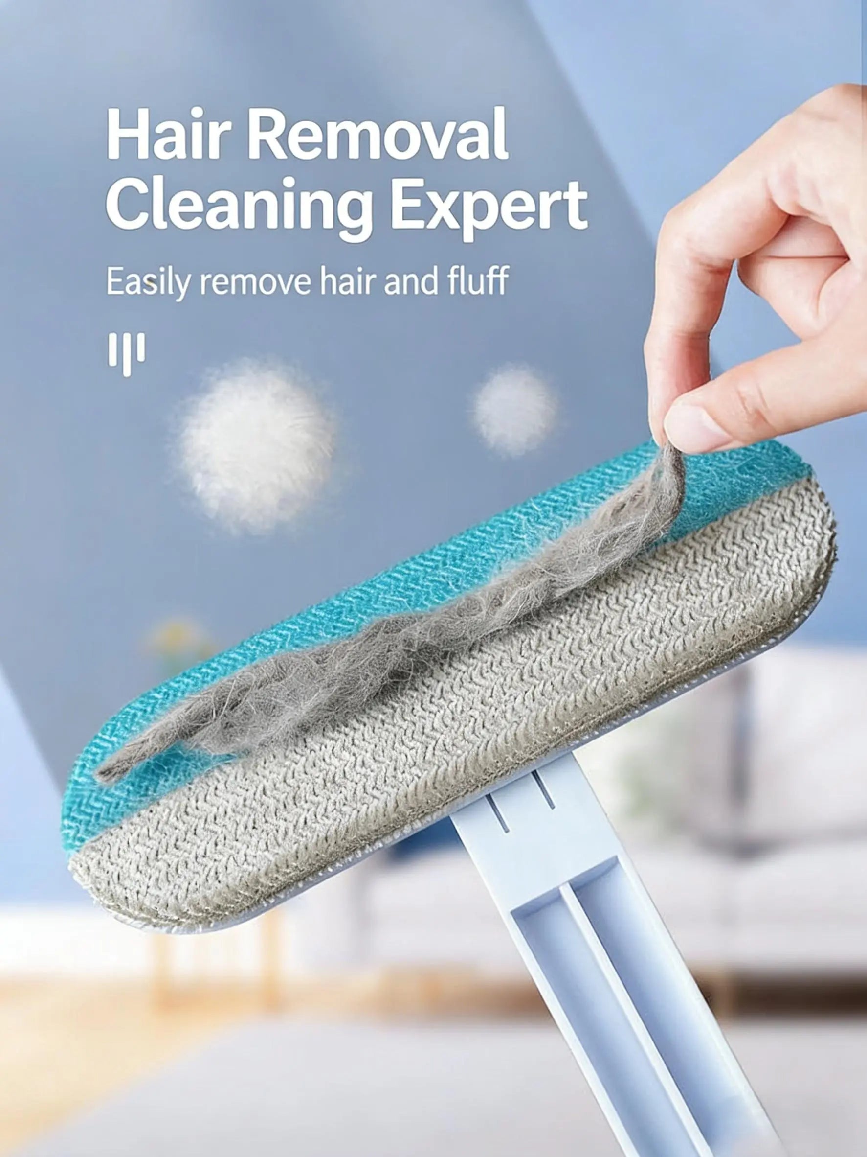 4-In-1 Long Handle Pet Fur Remover Brush & Washable Cleaning Gloves Set, Indoor Pet Hair Removal Lint Cleaner