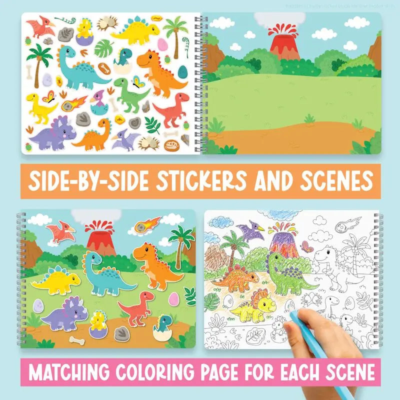 Hadley Designs Toddler Sticker Book with 600+ Reusable Stickers for Kids 2-4 - Screen-Free Create-A-Scene Travel Activity & Coloring Book