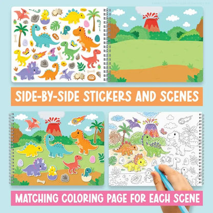Hadley Designs Toddler Sticker Book with 600+ Reusable Stickers for Kids 2-4 - Screen-Free Create-A-Scene Travel Activity & Coloring Book