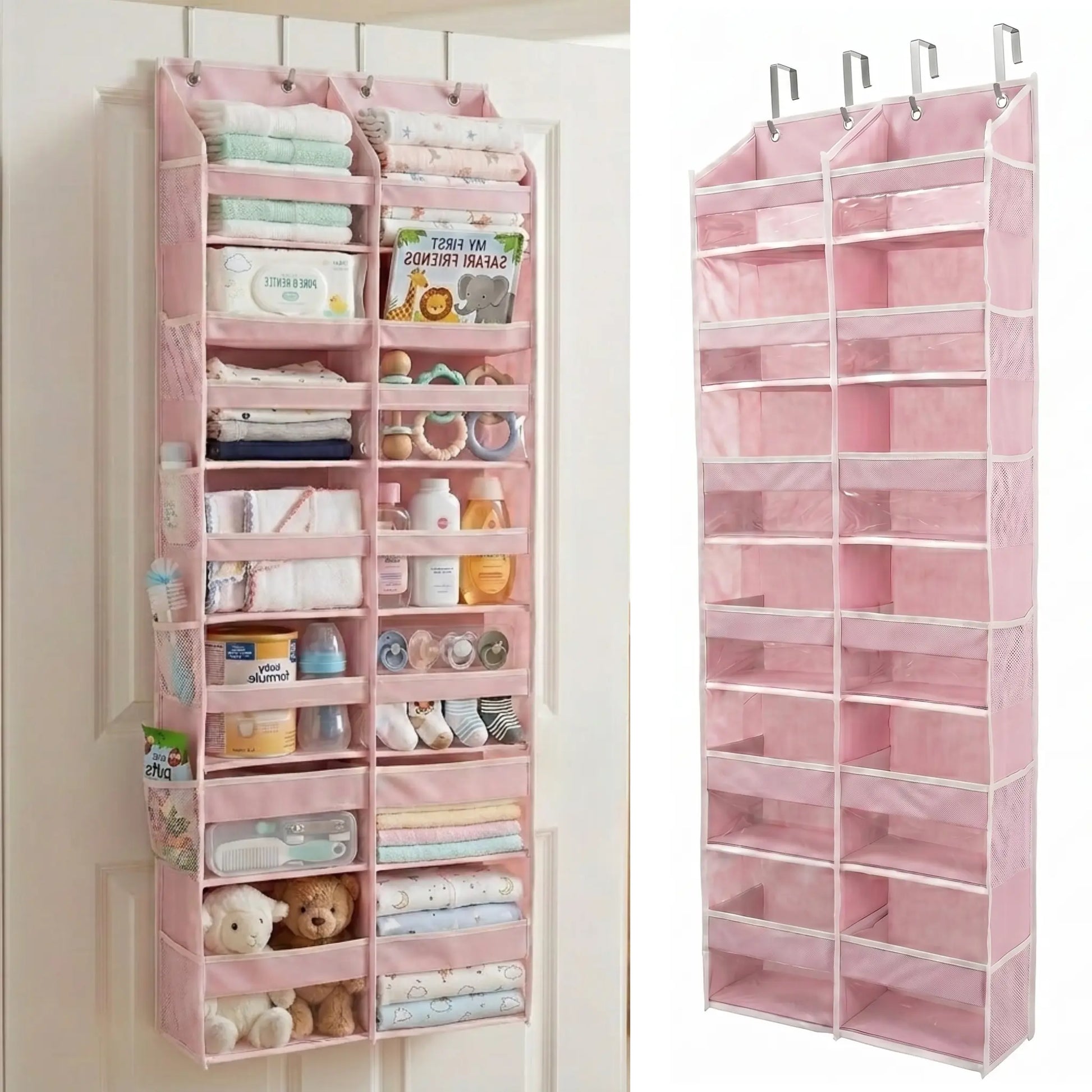 HOMELUX THEORY Heavy Duty over Door Organizer with Multi-Size Pockets & 12 Extra Mesh Side Storage Stable Anti-Tilt Non-Woven Fabric Heavy Weight Capacity
