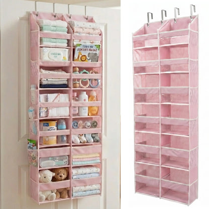 HOMELUX THEORY Heavy Duty over Door Organizer with Multi-Size Pockets & 12 Extra Mesh Side Storage Stable Anti-Tilt Non-Woven Fabric Heavy Weight Capacity