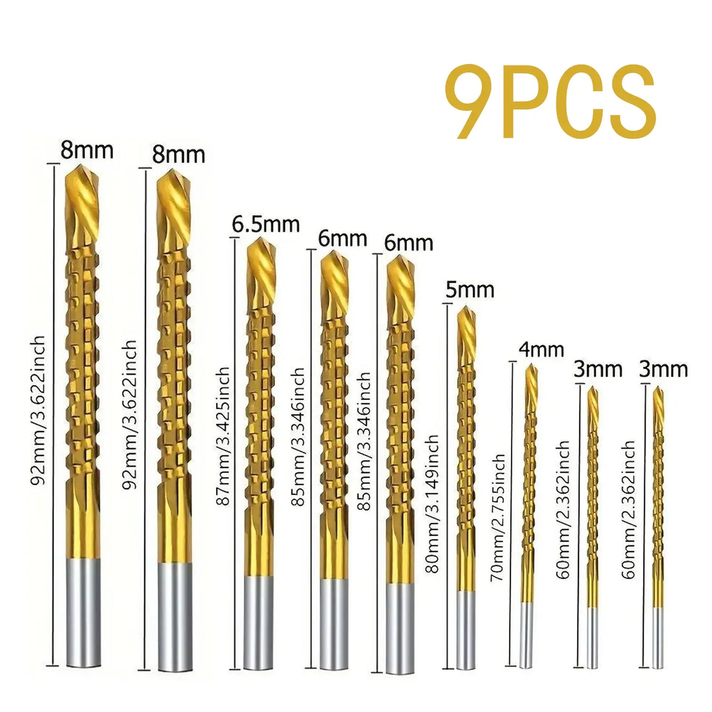 Titanium-Plated High-Speed Steel Drill Bits Set Metalworking & Wood Drilling Sharp Serrated Design Anti-Rust Coating Power Tool Accessories