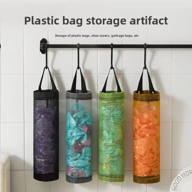 Plastic Bag Storage Organizer for Kitchen – Holds Grocery Bags, Shoe Covers, Trash Bags, Wall Mount with Hooks Included, Mixed Color 3 Pack