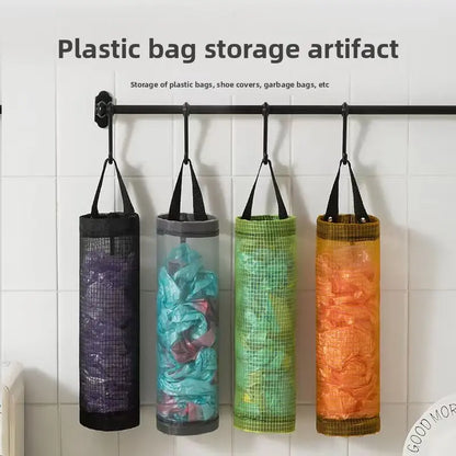 Plastic Bag Storage Organizer for Kitchen – Holds Grocery Bags, Shoe Covers, Trash Bags, Wall Mount with Hooks Included, Mixed Color 3 Pack
