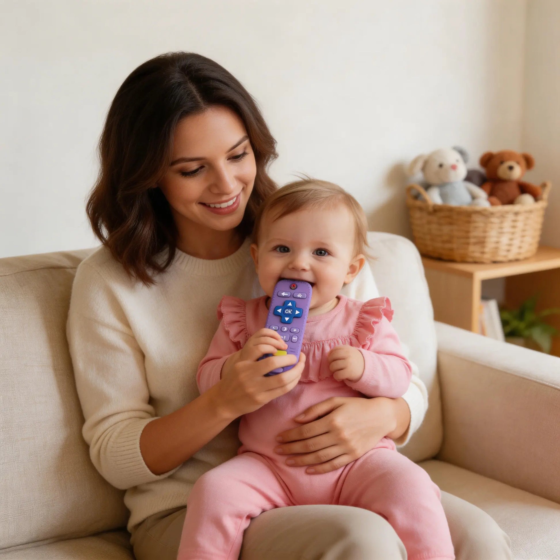 Silicone Remote Control Teether for Babies 3+ Months - Bpa-Free Soft Chew Toy, Montessori Sensory Toy for Teething Relief, Baby Daily Essential