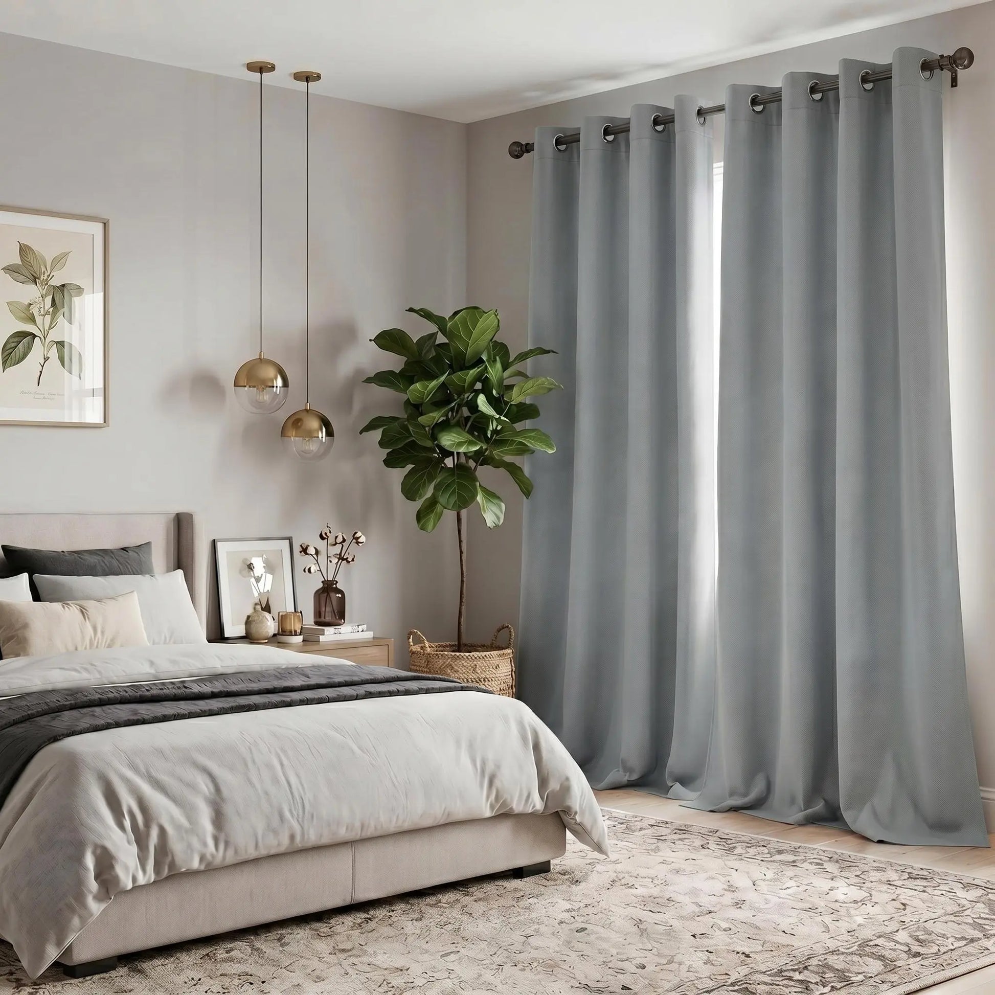 2-Panel 52"X84" Solid Full Blackout Grommet Curtains, Light-Blocking Window Drapes for Home Decoration, Model FT2599 QF222, Blackout Curtains