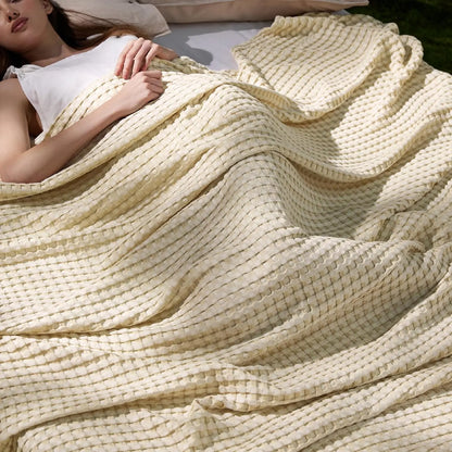 Bedsure Cooling Bamboo Waffle Blanket - Lightweight Breathable Cotton Blanket of Rayon Derived from Bamboo for Hot Sleepers, Luxury Throws for Bed, Couch and Sofa