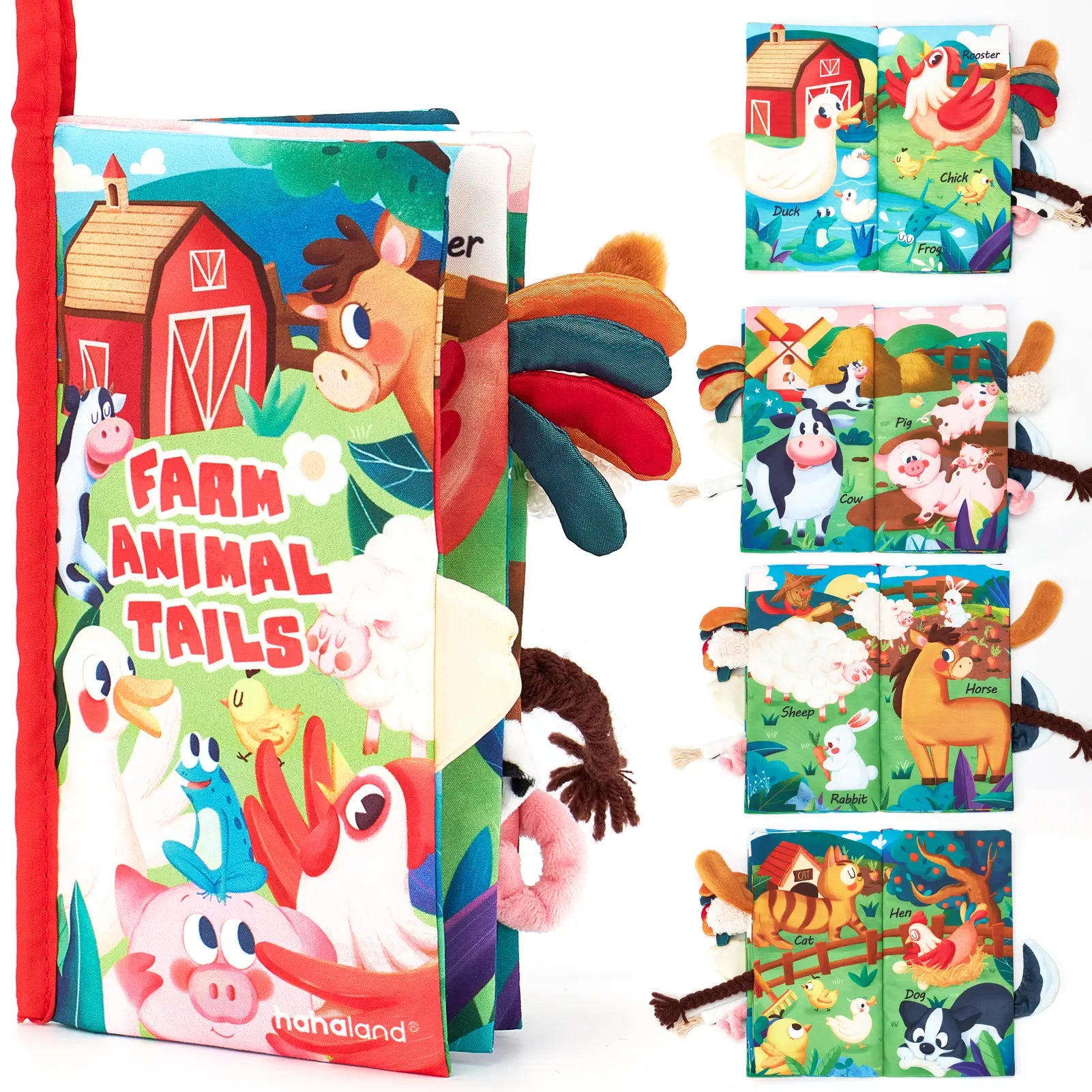 Hahaland Jungly Tails / Farm / Ocean Baby Books 0-6 Months,Infant Tummy Time Toy Sensory Learning Toys 6 to 12 Months, Touch and Feel Cloth Book for 0-3 Month Boy Girl,Baby Shower Birthday Easter Basket Stuffers Gifts