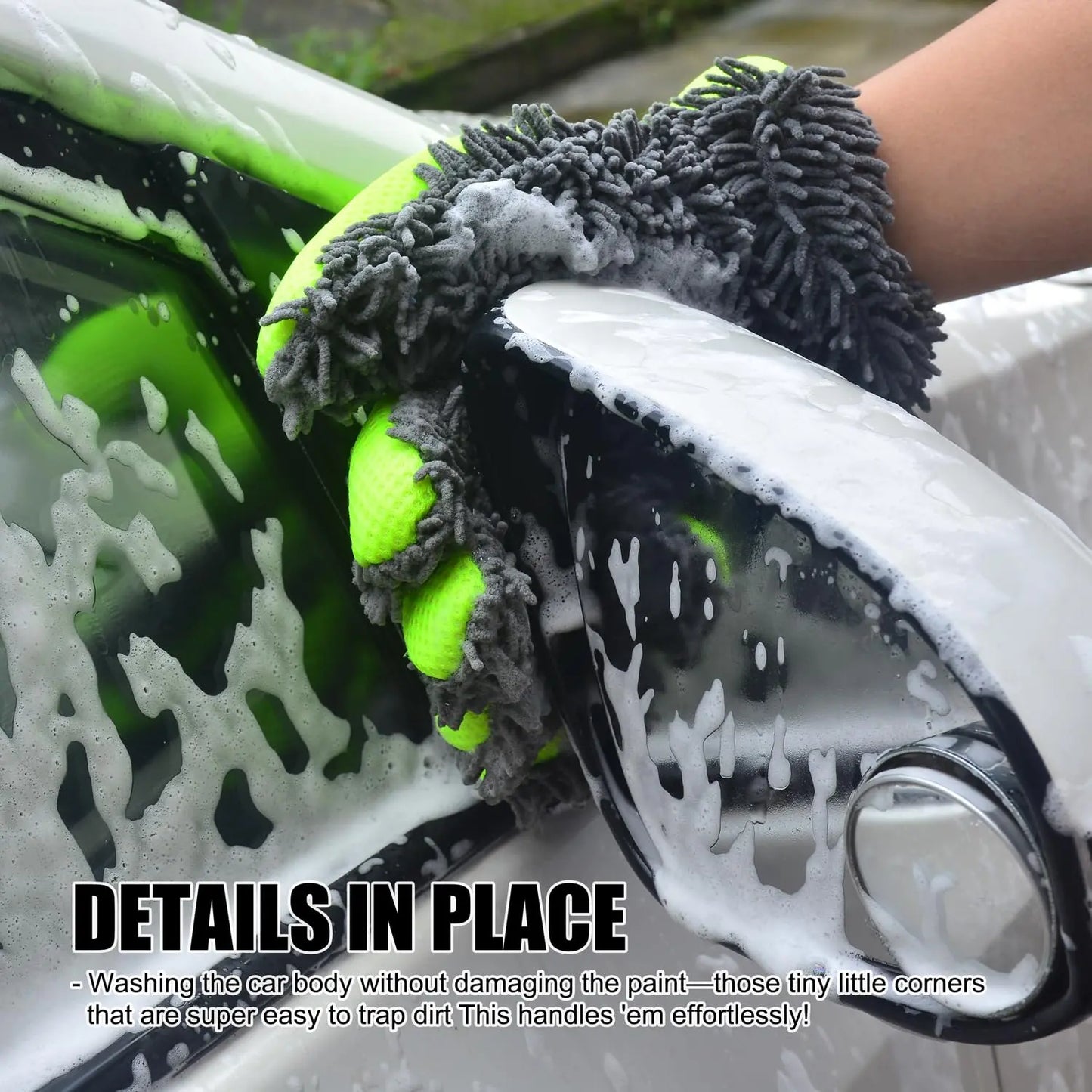 【Summer Survivals】Joytutus Premium Microfiber 5-Finger Car Wash Mitt - Scratch-Free Chenille, Ultra-Soft, Thick Inner Coating, Swirl-Free Finish for Vehicle Detailing, Car Cleaning Supplies Car Washing Sponges Mitts Car Accessories Dearlsforyoudays