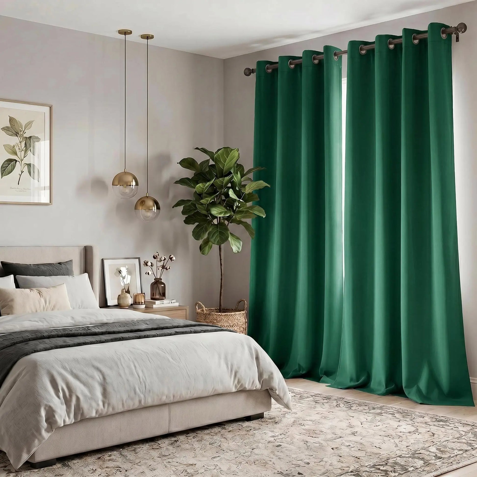 2-Panel 52"X84" Solid Full Blackout Grommet Curtains, Light-Blocking Window Drapes for Home Decoration, Model FT2599 QF222, Blackout Curtains