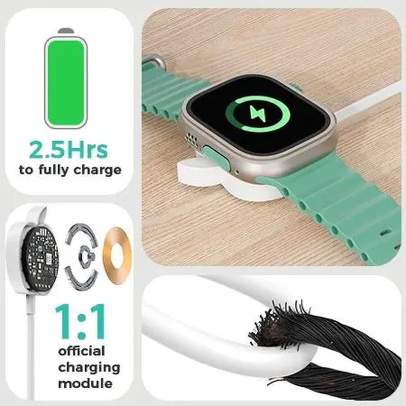 Apple-Shaped Magnetic Fast Charger for Apple Watch - Low-Key Nightstand Essential, Strong Magnetic Snap, 2.5W Stable Charging, Compatible with All Iwatch Series