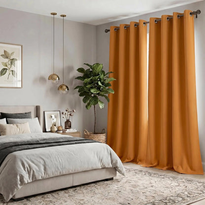 2-Panel 52"X84" Solid Full Blackout Grommet Curtains, Light-Blocking Window Drapes for Home Decoration, Model FT2599 QF222, Blackout Curtains