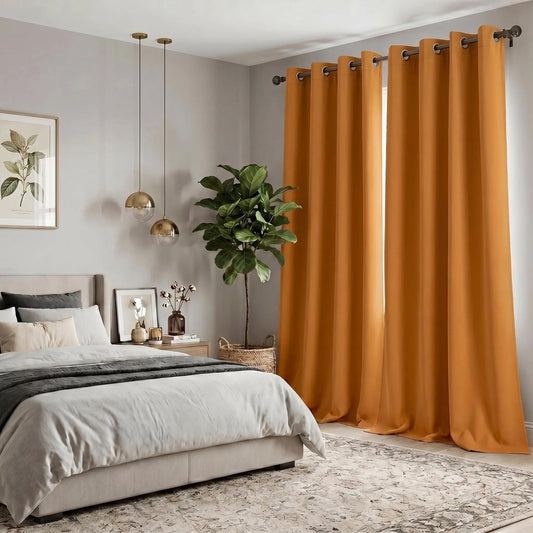 2-Panel 52"X84" Solid Full Blackout Grommet Curtains, Light-Blocking Window Drapes for Home Decoration, Model FT2599 QF222, Blackout Curtains