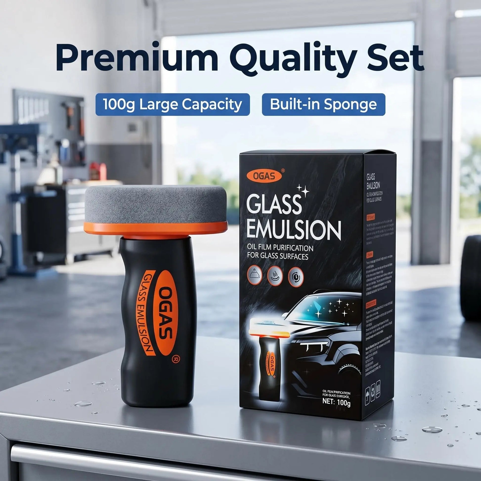 Windshield Oil Film Eraser Wand - All-In-One Prokit with Glass Cleaning Emulsion Formula Andsponge - the Ultimate Streak-Free Solutionto Prep for Rain Repellents Outdoorfun