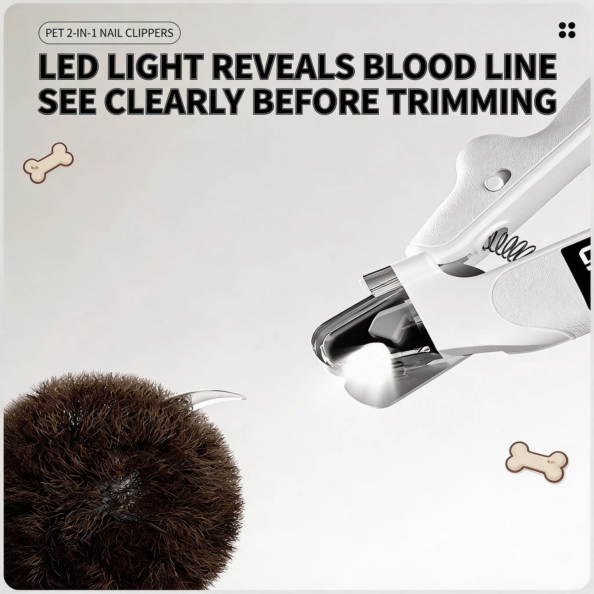 Rechargeable Pet Nail Clipper with LED Light & Digital Display, Electric Dog Cat Nail Trimmer with Safety Guard, Professional Pet Grooming Tool for Small Medium Large Pets