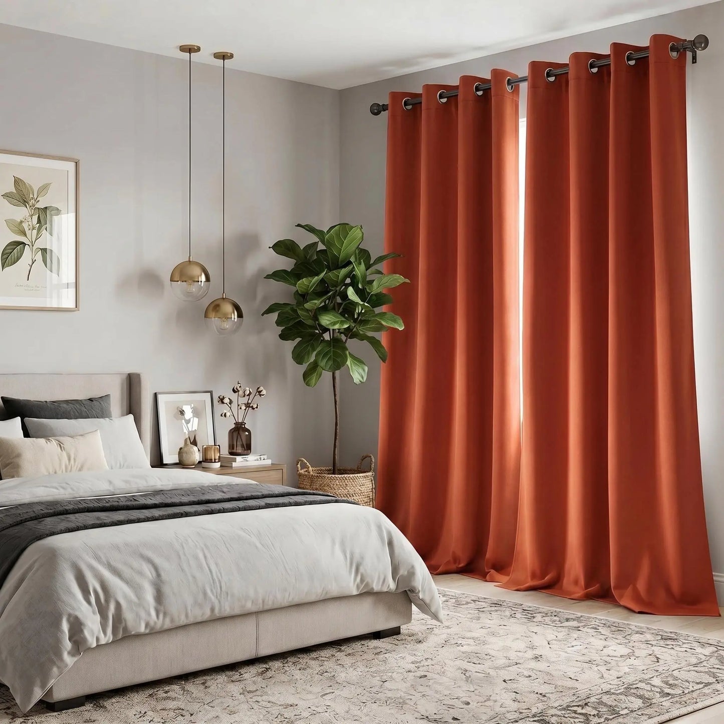 2-Panel 52"X84" Solid Full Blackout Grommet Curtains, Light-Blocking Window Drapes for Home Decoration, Model FT2599 QF222, Blackout Curtains