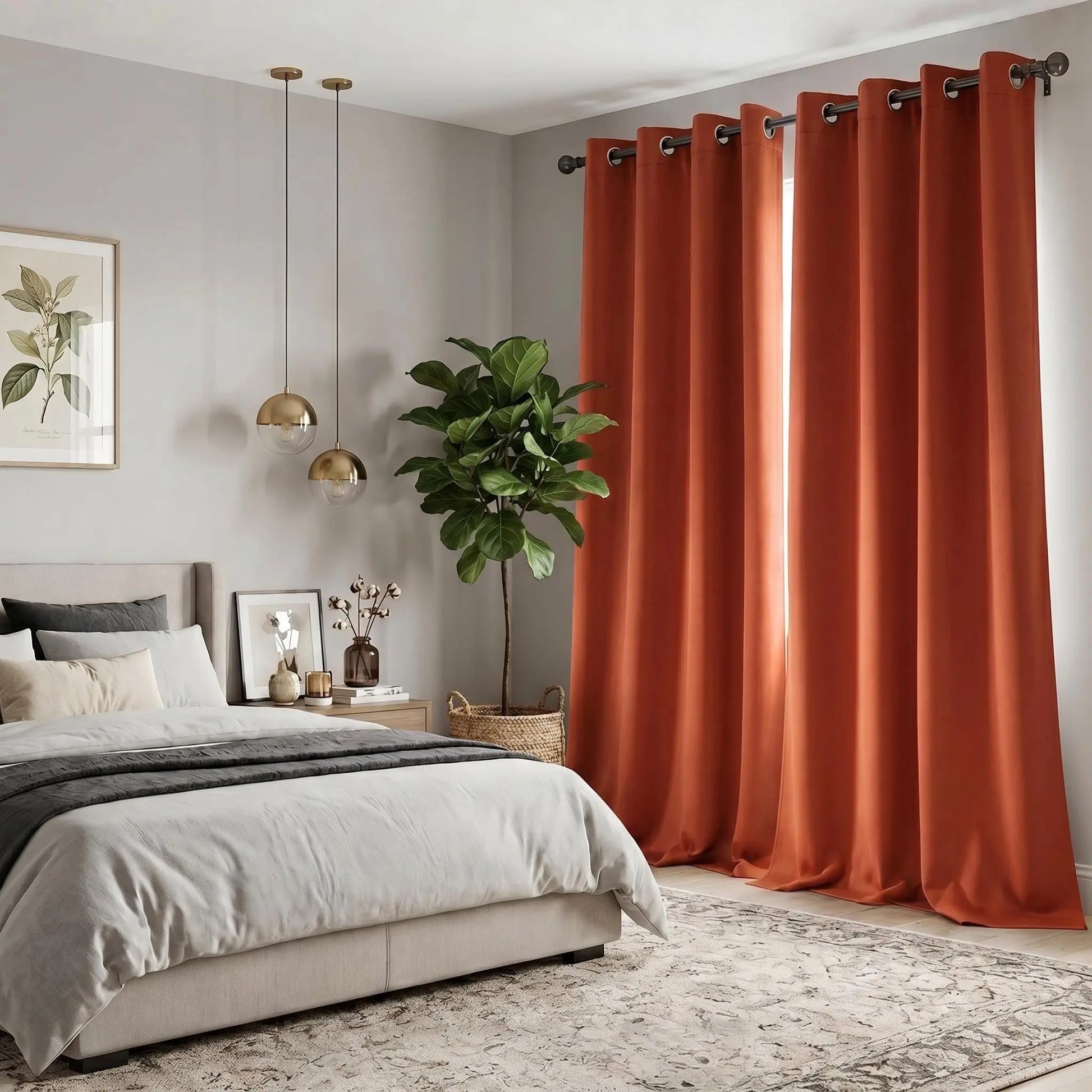 2-Panel 52"X84" Solid Full Blackout Grommet Curtains, Light-Blocking Window Drapes for Home Decoration, Model FT2599 QF222, Blackout Curtains