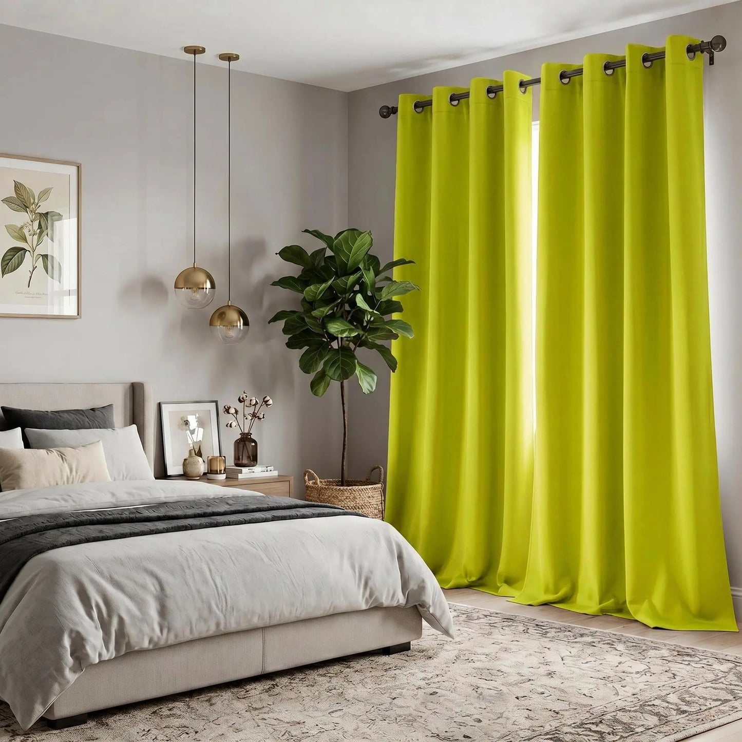 2-Panel 52"X84" Solid Full Blackout Grommet Curtains, Light-Blocking Window Drapes for Home Decoration, Model FT2599 QF222, Blackout Curtains