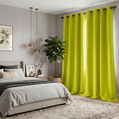 2-Panel 52"X84" Solid Full Blackout Grommet Curtains, Light-Blocking Window Drapes for Home Decoration, Model FT2599 QF222, Blackout Curtains