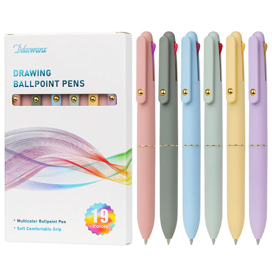 Ddaowanx Multicolor Pens 6 Pack,4-In-1 0.5Mm Colored Ballpoint Pen,Retractable Multicolor Ink Pen,Nurse Accessories for Work,School Supplies,Gifts for Teen Girls (Morandi)