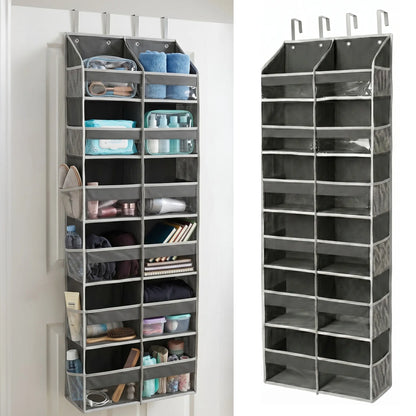 HOMELUX THEORY Heavy Duty over Door Organizer with Multi-Size Pockets & 12 Extra Mesh Side Storage Stable Anti-Tilt Non-Woven Fabric Heavy Weight Capacity