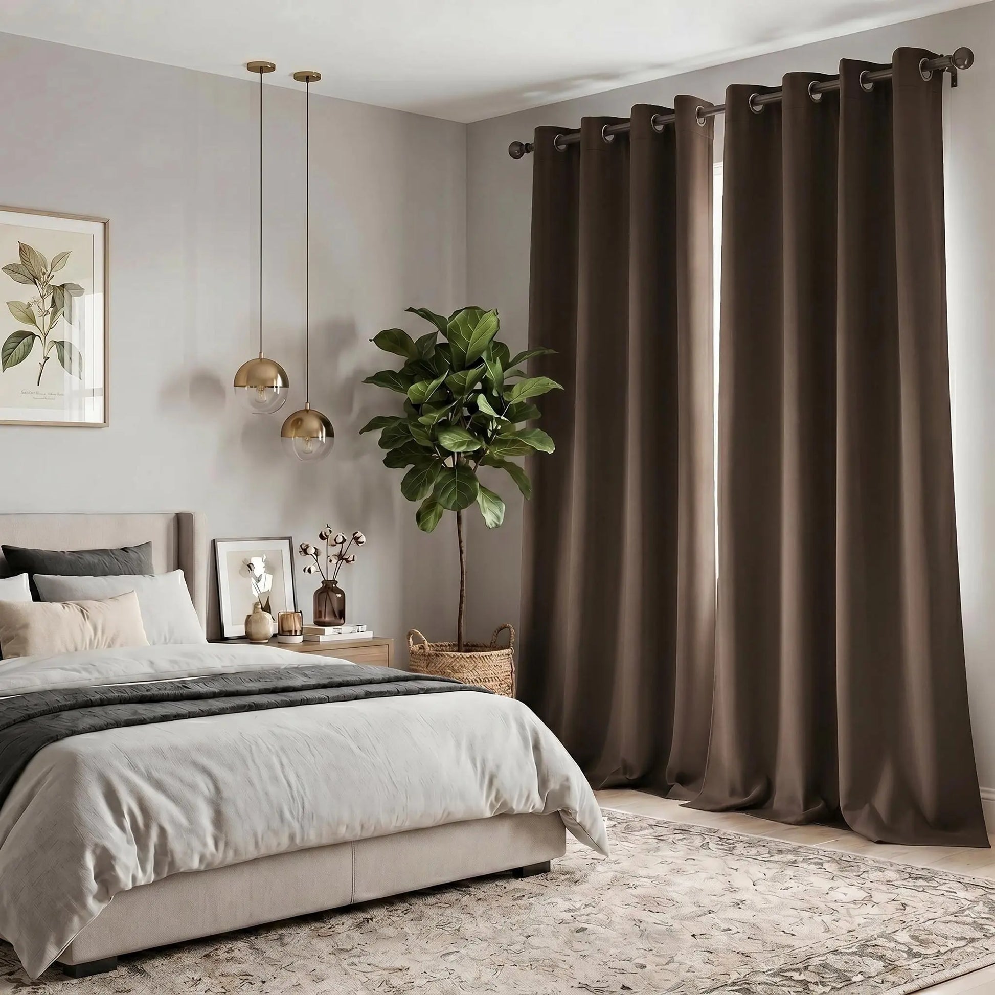 2-Panel 52"X84" Solid Full Blackout Grommet Curtains, Light-Blocking Window Drapes for Home Decoration, Model FT2599 QF222, Blackout Curtains