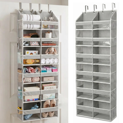 HOMELUX THEORY Heavy Duty over Door Organizer with Multi-Size Pockets & 12 Extra Mesh Side Storage Stable Anti-Tilt Non-Woven Fabric Heavy Weight Capacity