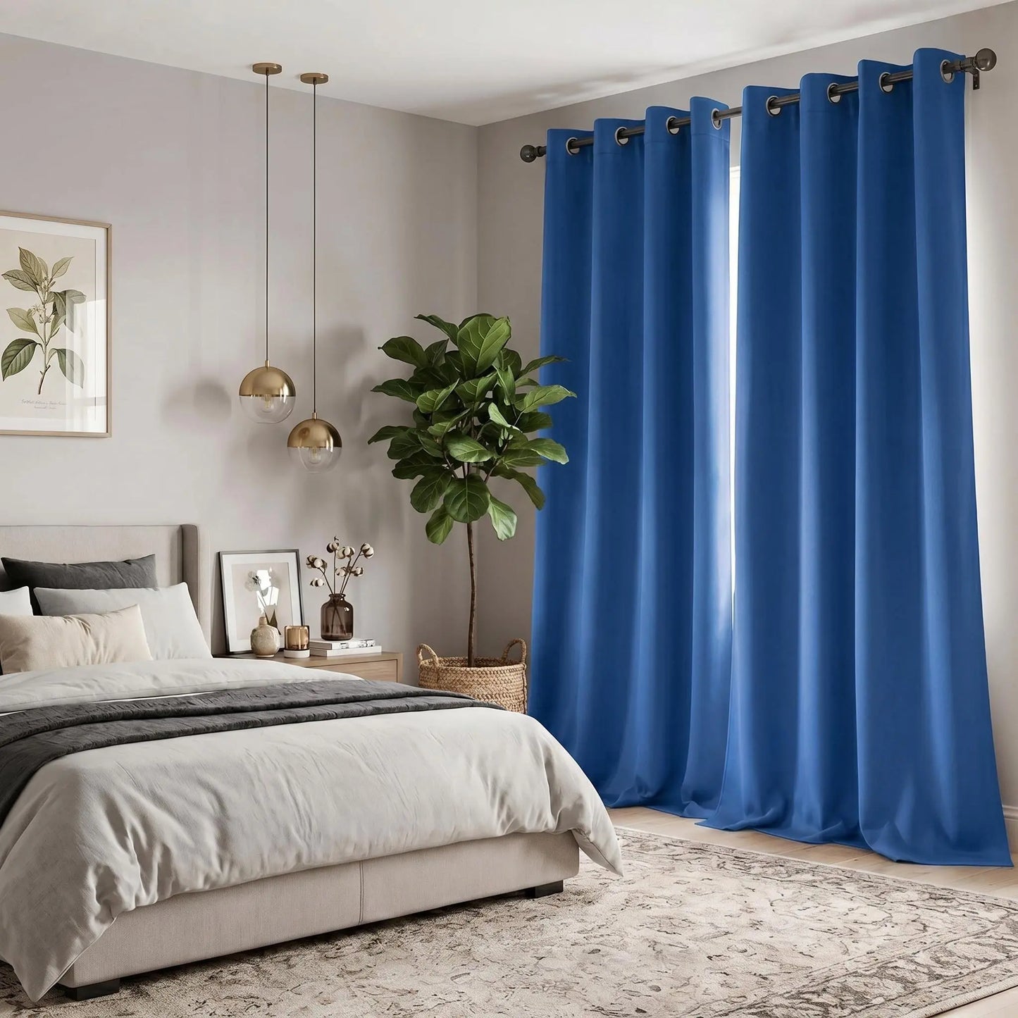 2-Panel 52"X84" Solid Full Blackout Grommet Curtains, Light-Blocking Window Drapes for Home Decoration, Model FT2599 QF222, Blackout Curtains