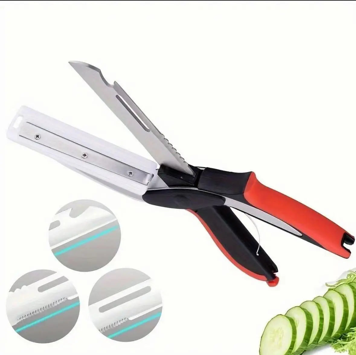 Stainless Steel Blade Kitchen Vegetable Scissors - Food Cutter with Cutting Board, Quick Slicer, Chopper for Meat and Vegetables