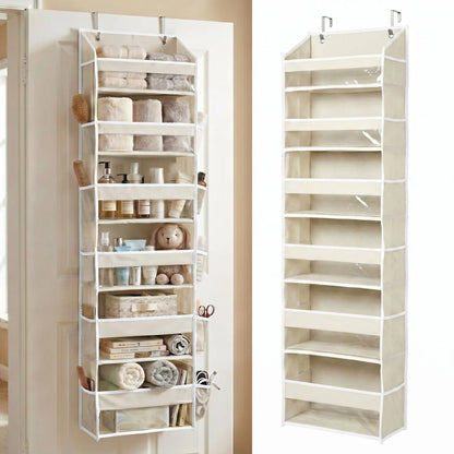 HOMELUX THEORY Heavy Duty over Door Organizer with Multi-Size Pockets & 12 Extra Mesh Side Storage Stable Anti-Tilt Non-Woven Fabric Heavy Weight Capacity