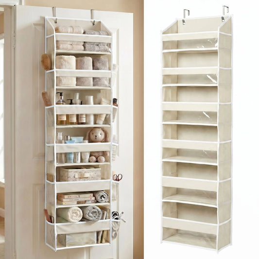 HOMELUX THEORY Heavy Duty over Door Organizer with Multi-Size Pockets & 12 Extra Mesh Side Storage Stable Anti-Tilt Non-Woven Fabric Heavy Weight Capacity