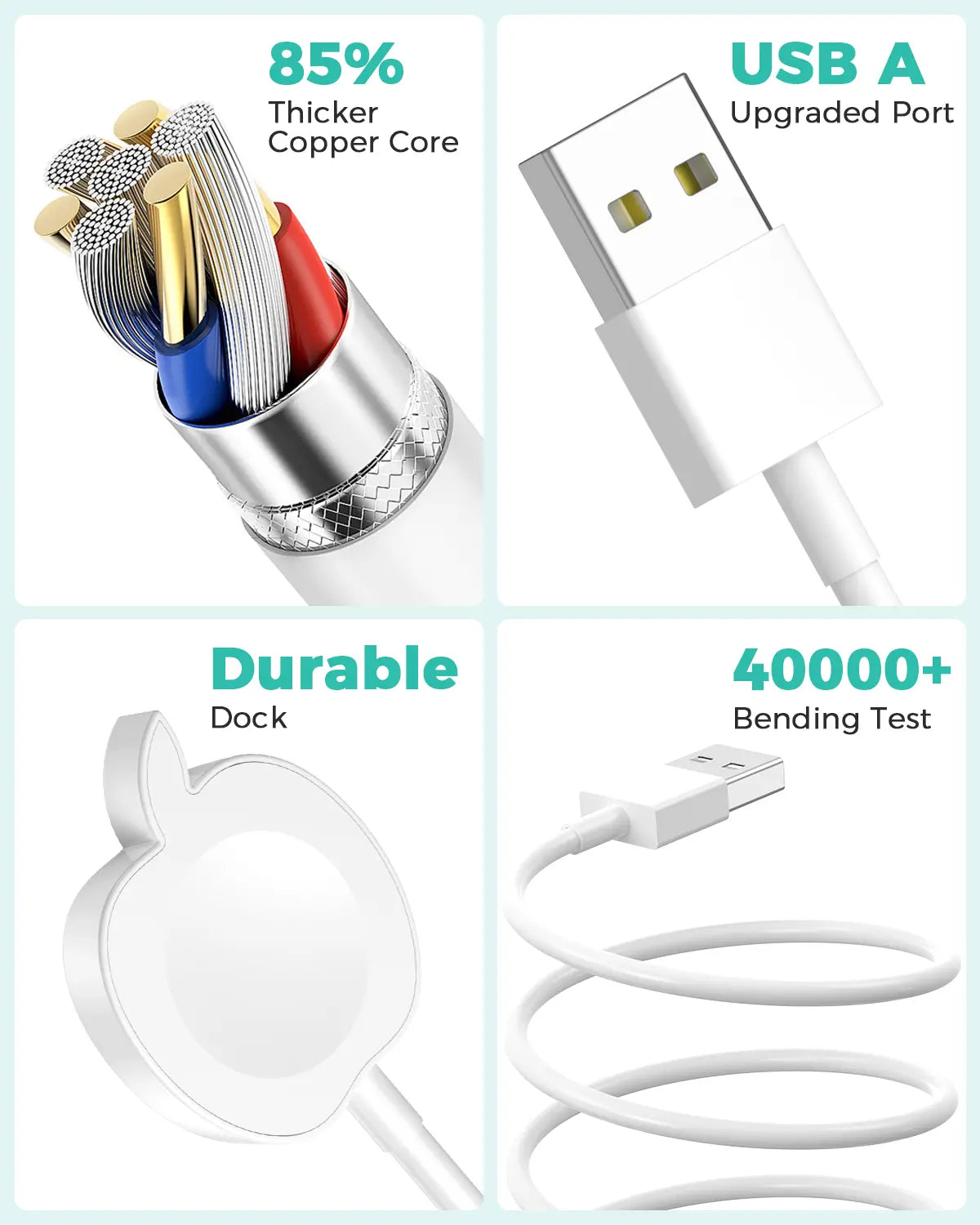 Apple-Shaped Magnetic Fast Charger for Apple Watch - Low-Key Nightstand Essential, Strong Magnetic Snap, 2.5W Stable Charging, Compatible with All Iwatch Series