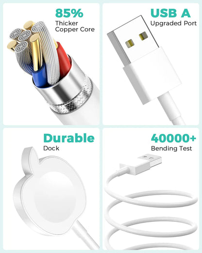 Apple-Shaped Magnetic Fast Charger for Apple Watch - Low-Key Nightstand Essential, Strong Magnetic Snap, 2.5W Stable Charging, Compatible with All Iwatch Series