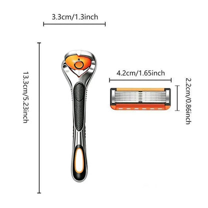 6-Layer Razor Kit for Men & Women, Includes 24/48 Sharp Replacement Blades & 1 Handle. Comfortable & Smooth for Daily Shaving, Ideal for Head Shaving and Bikini Trimming.