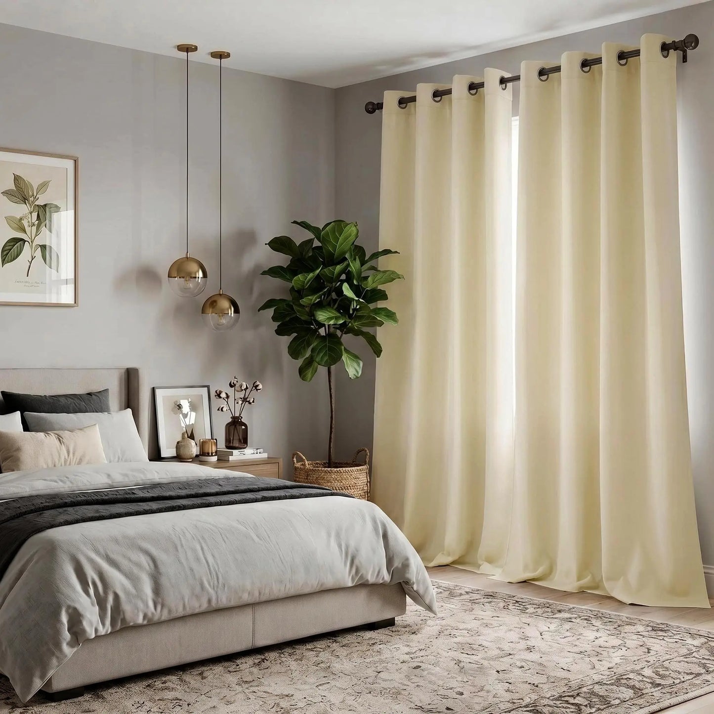 2-Panel 52"X84" Solid Full Blackout Grommet Curtains, Light-Blocking Window Drapes for Home Decoration, Model FT2599 QF222, Blackout Curtains