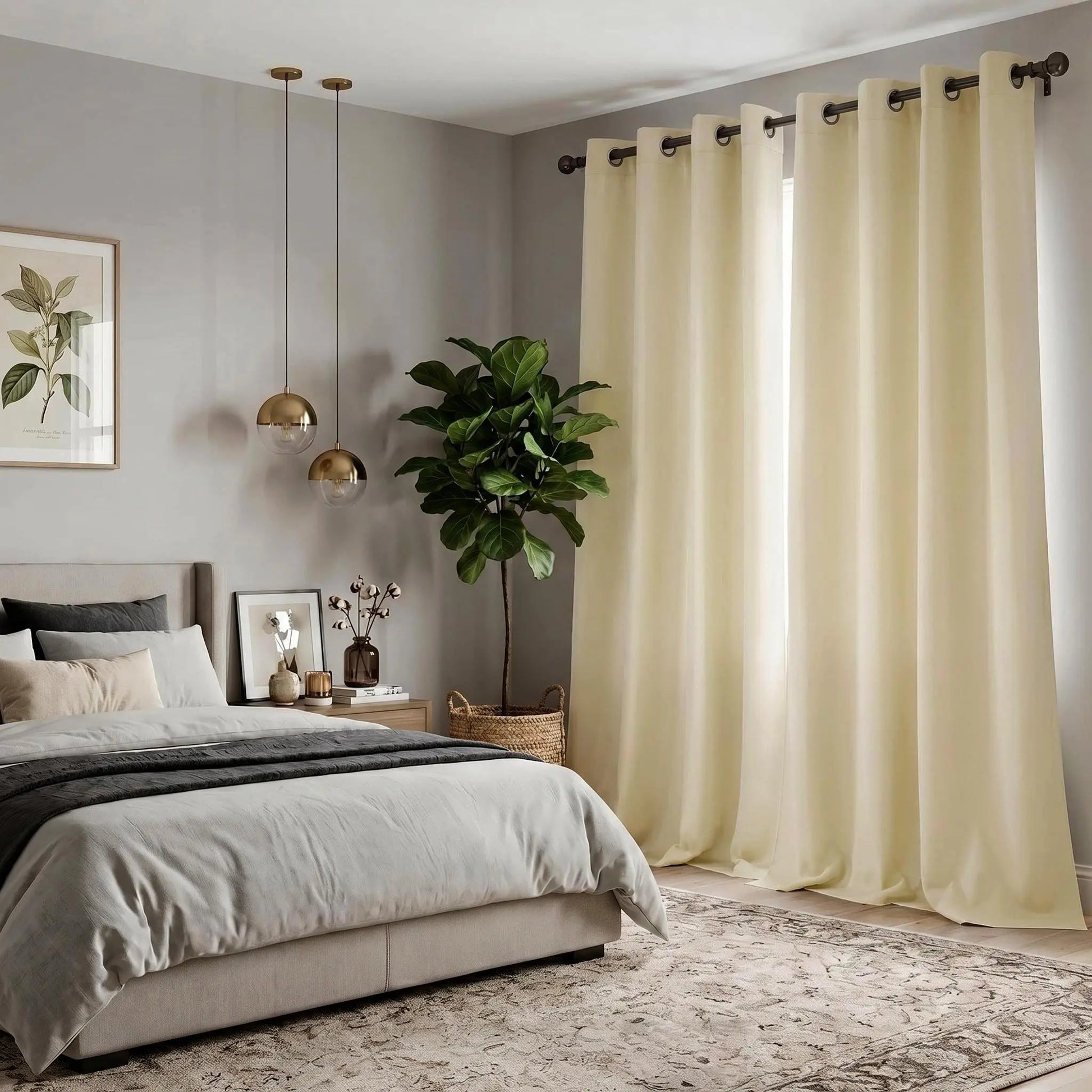 2-Panel 52"X84" Solid Full Blackout Grommet Curtains, Light-Blocking Window Drapes for Home Decoration, Model FT2599 QF222, Blackout Curtains
