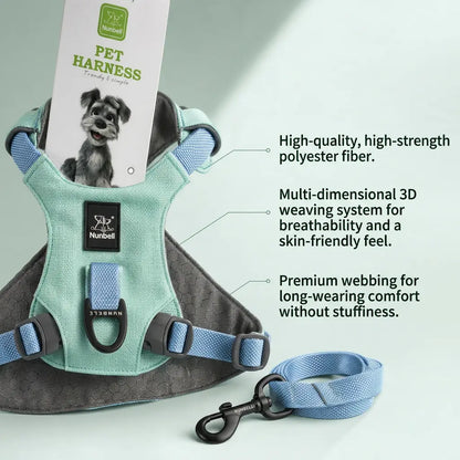 Adjustable Harness & Leash Set for Small/Medium Dogs, Cats,Lightweight Breathable Polyester, Reflective Trim, Durable Tear-Resistant Woven Webbing, Anti-Chafe Design for Daily Walks & Training.Suitable for Cats, Dogs, and All Pets!