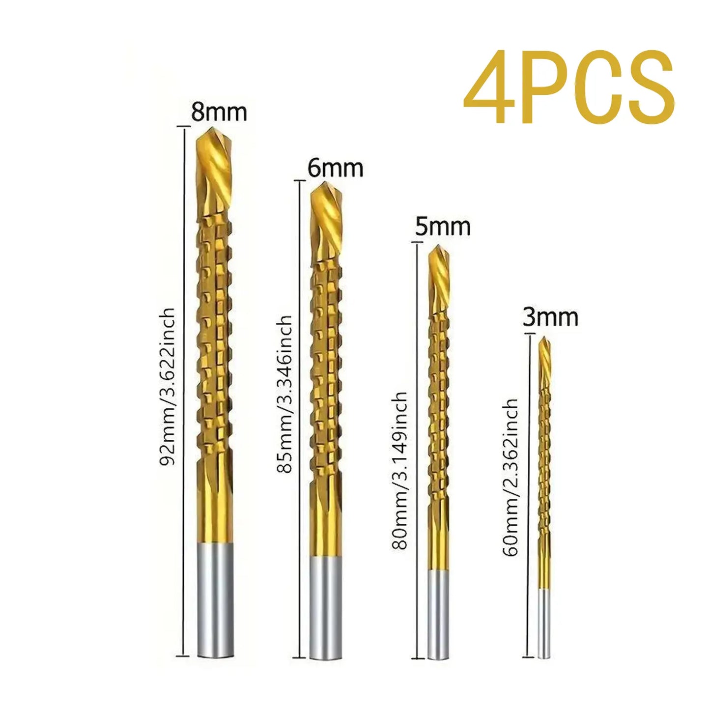 Titanium-Plated High-Speed Steel Drill Bits Set Metalworking & Wood Drilling Sharp Serrated Design Anti-Rust Coating Power Tool Accessories