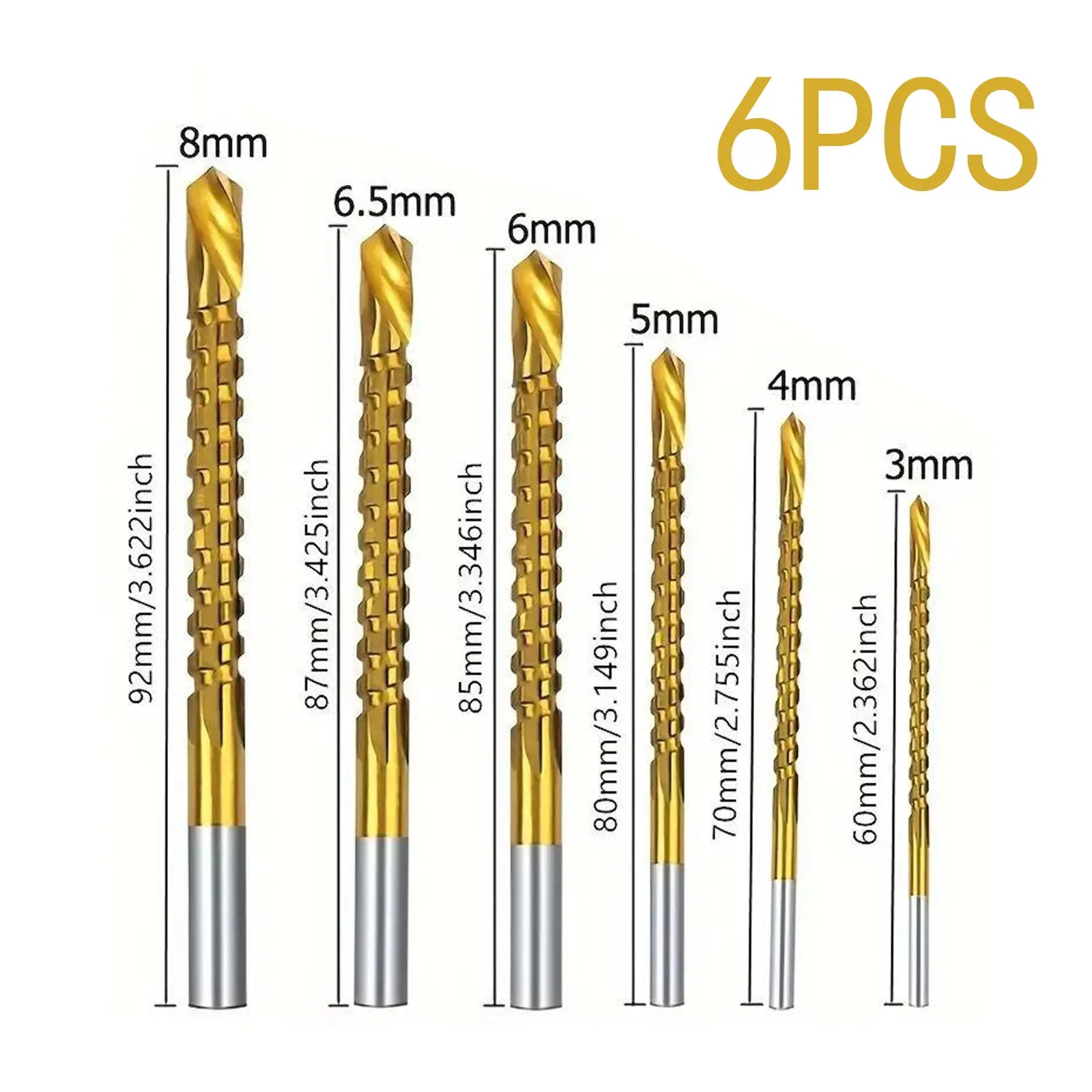 Titanium-Plated High-Speed Steel Drill Bits Set Metalworking & Wood Drilling Sharp Serrated Design Anti-Rust Coating Power Tool Accessories