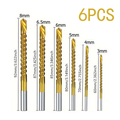 Titanium-Plated High-Speed Steel Drill Bits Set Metalworking & Wood Drilling Sharp Serrated Design Anti-Rust Coating Power Tool Accessories