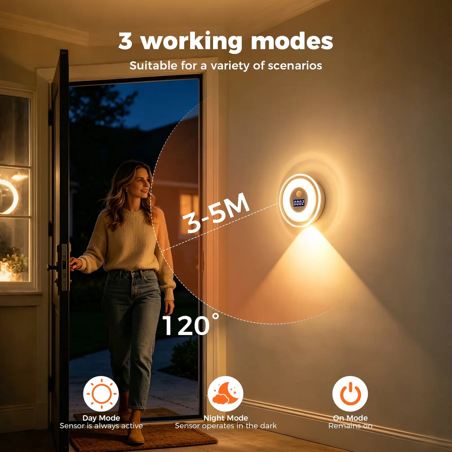 LED Smart Remote-Controlled Clock Motion Sensor Light, Wall Lamp, Rechargeable Night Light, Hill-Shaped Spotlight, 3 Color Temperatures, Dimmable, Magnetic Mounting, Suitable for Bedrooms, Nurseries, Bathrooms, Closets, Stairwells, Wardrobes, and Hallways