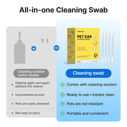 Pawfirst Single-Use Pet Ear Cleaner Swabs (100 Pack) - Break-To-Release Wax Removal & Odor Remover with Aloe, Witch Hazel & Chamomile for Dogs & Cats