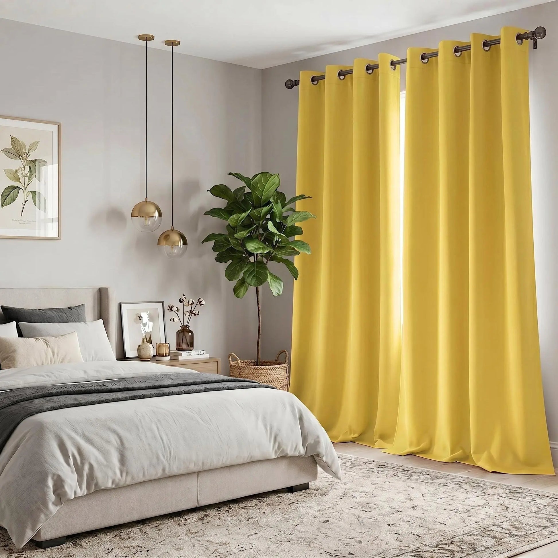 2-Panel 52"X84" Solid Full Blackout Grommet Curtains, Light-Blocking Window Drapes for Home Decoration, Model FT2599 QF222, Blackout Curtains