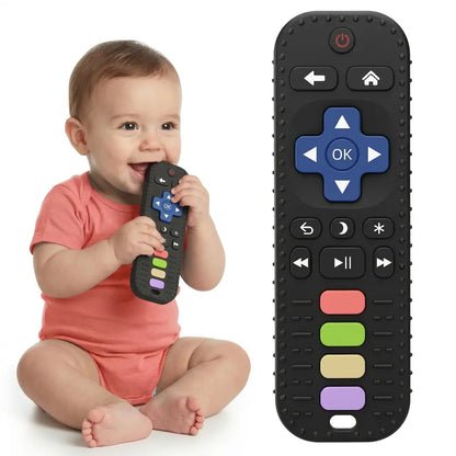 Silicone Remote Control Teether for Babies 3+ Months - Bpa-Free Soft Chew Toy, Montessori Sensory Toy for Teething Relief, Baby Daily Essential