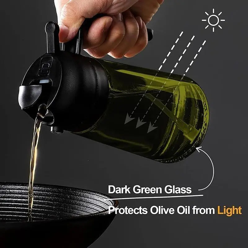 2 Count 16Oz/470Ml Glass Olive Oil Spray for Cooking, 2 in 1 Oil Dispenser for Kitchen Spray and Pour, Premium Light-Blocking Oil Bottle, Food-Grade Spray Bottle, for Salad, Air Fryer