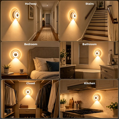 LED Smart Remote-Controlled Clock Motion Sensor Light, Wall Lamp, Rechargeable Night Light, Hill-Shaped Spotlight, 3 Color Temperatures, Dimmable, Magnetic Mounting, Suitable for Bedrooms, Nurseries, Bathrooms, Closets, Stairwells, Wardrobes, and Hallways
