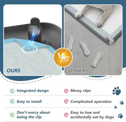 Pee Pad Holder for Dogs, Non-Slip Silicone Puppy Potty Training Tray with 4 Magnetic Clips & Leak-Proof Raised Edge, Dog Pee Pad Holder for Home Indoor Floor Protection, Puppy Essentials
