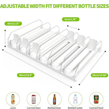Soda Can Dispenser for Refrigerator, Self-Pushing Drink Organizer, Width Adjustable, Beer Pop Can Water Bottle Dispenser for Fridge