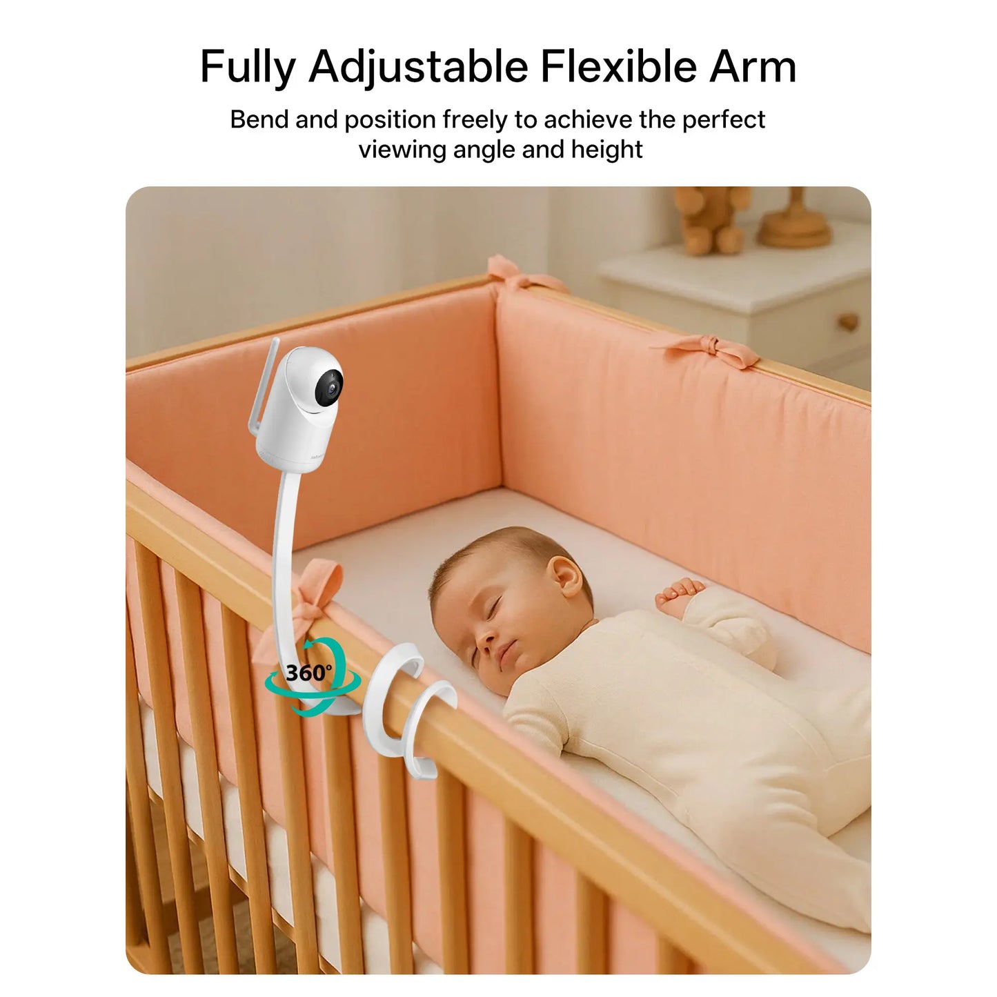 Jartoo Baby Monitor Mount (NOT Include Camera) Compatible with Hellobaby HB65/HB40/HB6550/HB6560/HB66/HB6339/HB6550 Pro,Infant Optics, Momcozy, VAVA, Universal Baby Camera Clip Mount without Tools or Wall Damage